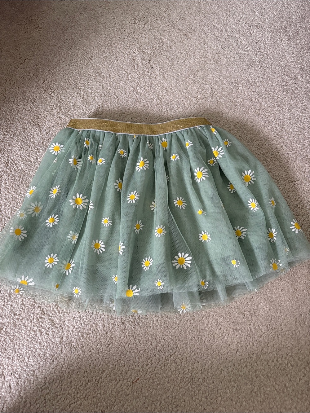 Wink Sage Green Daisy Tulle Skirt with Gold Waistband